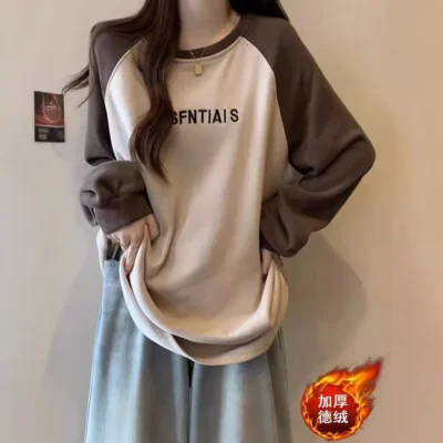 Alternative view of 大碼女裝秋冬新款寬鬆顯瘦絲絨保暖印花可內搭外穿長袖上衣