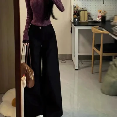 女裝春秋新款休閒合身顯瘦正肩蕾絲拼接長袖上衣 - Image 4